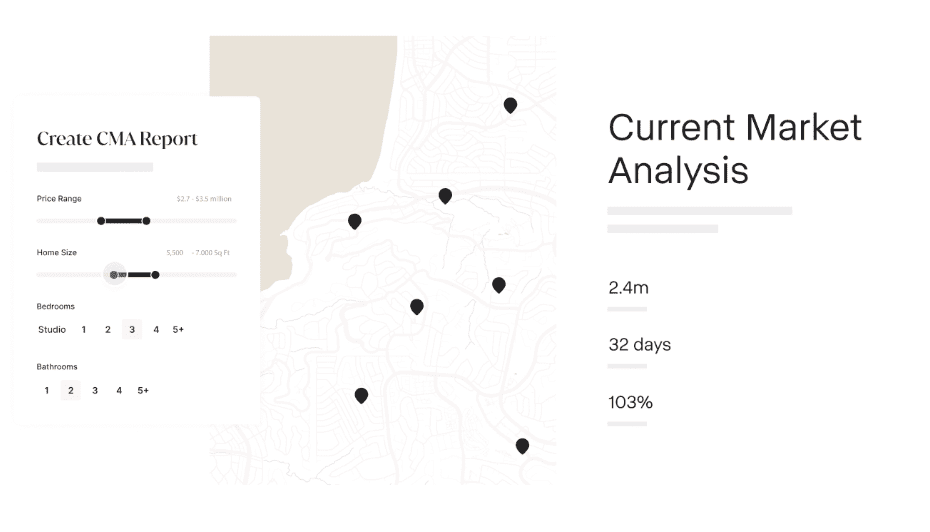A screenshot from a comparative market analysis in real estate